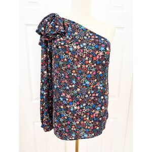 J.Crew Womens Kaleidoscope Star Print One Shoulder Bow Blouse Size 0‎ NWT